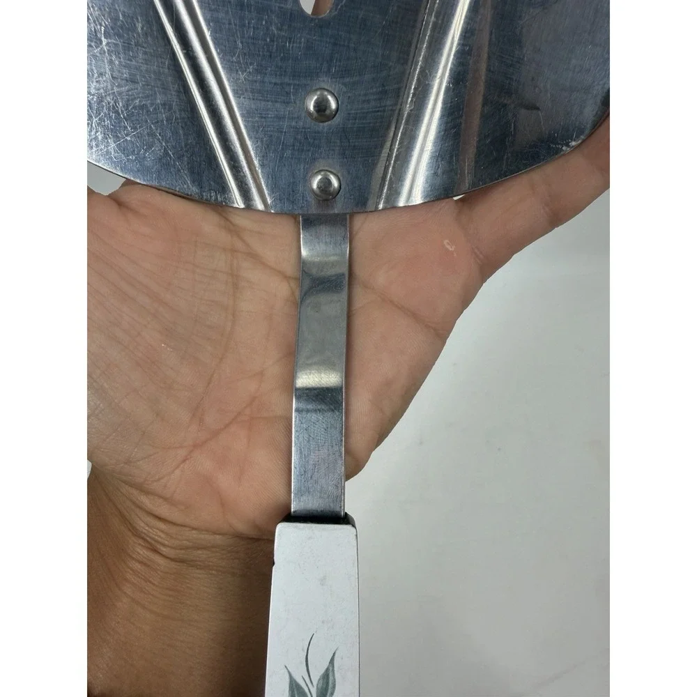 Vintage Stainless Steel Wide Spatula Turner Pink Floral Handle USA Retro Kitchen